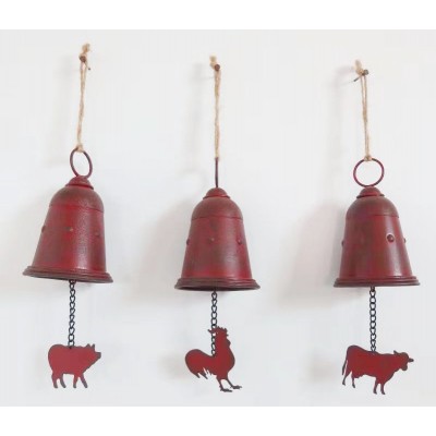 Set of 3 Wall Hanging Metal Bells Vintage Rustic Christmas Decoration Bells