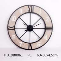 Black Rustic Vintage Metal Solid Wood Silent Wall Clock Decorative