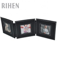 Foldable PU leather pouch photo frame