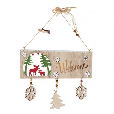 Hanging christmas welcome sign wooden plaque