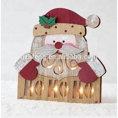 Decoration wooden christmas led lights santa claus ornaments