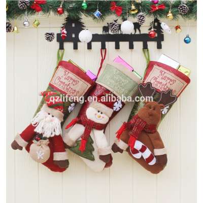 Holiday santa snowman reindeer christmas gift bag hanging socks