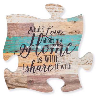 Wood Look Wall Art Wall Hanging Puzzle Piece Wooden Plaque