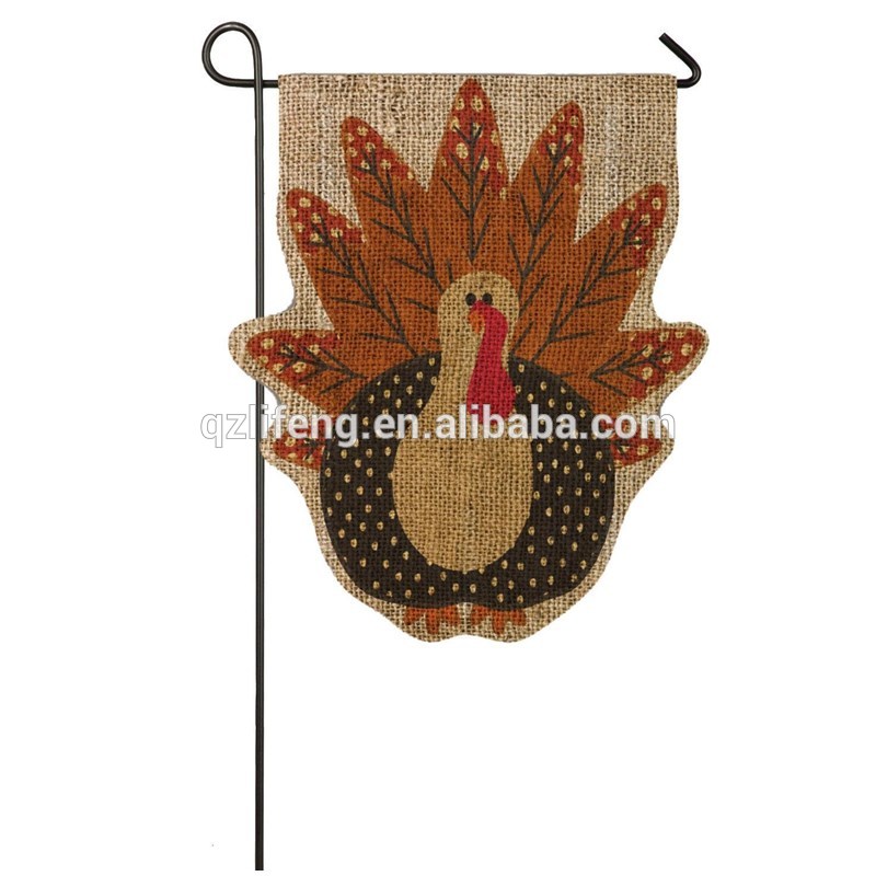 Holiday Turkey Time Double-Sided Burlap Garden Flag