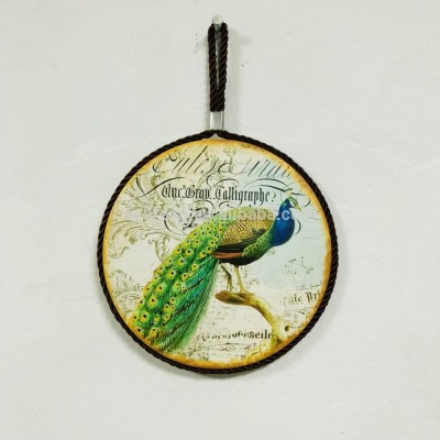 Hanging home decoration peacock ceramic wall plaque souvenir