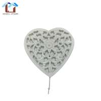 Retro antique heart shape engraved hollow design single wooden wall hanging clothes hook